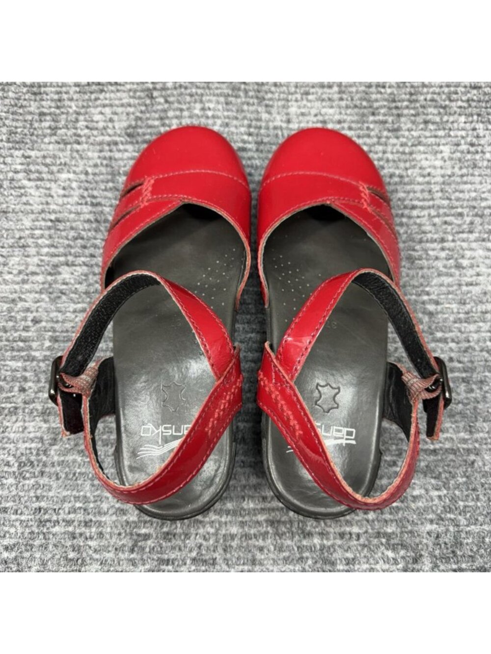 Dansko Maeve Shoes Womens 6.5-7 37 Red Patent Leather Mary Jane Sandals Ankle - Picture 6 of 10